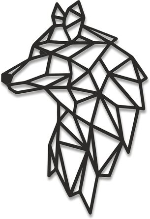 Панно WOLF 40x28см в чорному кольорі Настінне оздоблення дерев'яний вовк Настінне оздоблення деко настінне мистецтво Вирізання Нас