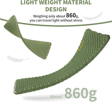 Килимок для кемпінгу, ультралегкий, 4 сезони (15), самонадувальний, з надувним мішком, міцний, високий коефіцієнт теплоізоляції, висока ізоляція, для зими, прямокутний - 196*64, 4.6R -