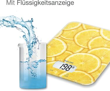 Цифрові кухонні ваги Beurer KS 19 Lemon (функція зважування тари, сенсорна клавіша, вантажопідйомність 5 кг)