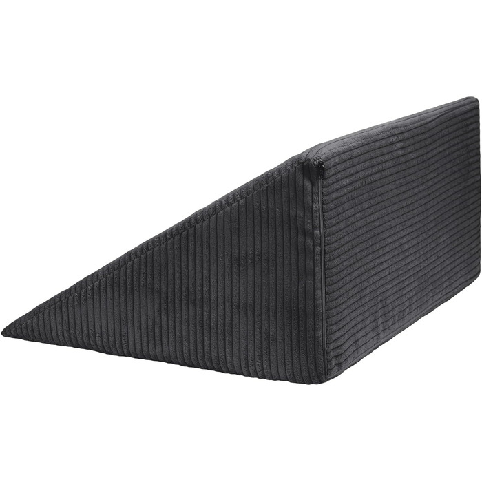 Широкополосна вельветова клиноподібна подушка Selfitex 60x50x30 см, Виготовлено в Німеччині, зручна подушка для читання, подушка для спини, ергономічна форма, подушка для ніг зі стійкої піни, знімний чохол, легке чищення (антрацит) Широкополосна вельветов