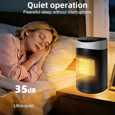 Енергозберігаючий вентилятор-обігрівач HOSSOM, електричний обігрівач потужністю 1500 Вт з керамічним нагрівальним елементом PTC, коливальний електричний обігрівач 90, термостат, 12-годинний таймер, пульт дистанційного керування, захист від перегріву та пе