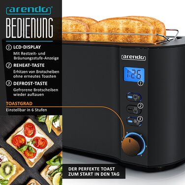 Чайник з тостером SET і яйцеваркою, нержавіюча сталь Чорний чайник 1,5 л 40 - 100C Тостер 4 скибочки LED-дисплей 6 ступенів підрум'янювання Яйцеварка 1-6 яєць Мірна чашка без BPA без B Чорний