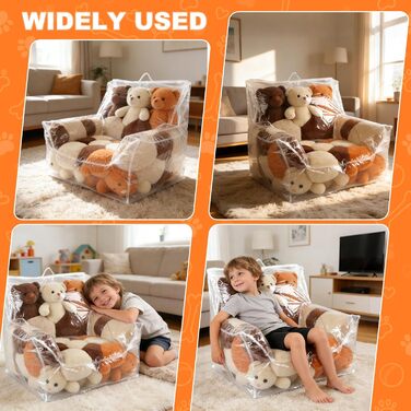 Дитяче плюшеве крісло для зберігання іграшок, дитяче крісло для малюків, прозоре м&39яке крісло-мішок з м&39якою іграшкою, чохол для крісла-мішка з ПВХ, крісло-мішок для дитячої кімнати, вітальні, ігрової кімнати, класу