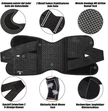 Колінний бандаж NEENCA від болю в коліні, компресійний колінний бандаж з повітряною сітчастою тканиною, регульований колінний бандаж з бічними стабілізаторами, ультрам&39який бандаж для розриву меніска, передньої хрестоподібної зв&39язки, ходьби, полегшен