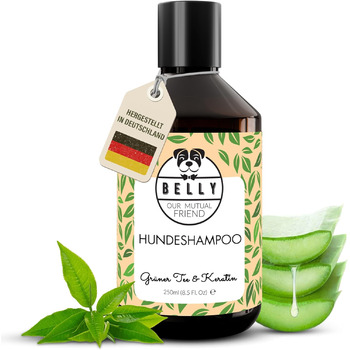 Шампунь для собак Belly Anti-Odor - 250 мл - Зволожувальний та заспокійливий шампунь для собак на основі зеленого чаю та алое вера, нейтральний pH, веганський, без силіконів та парабенів, аромат зеленого чаю