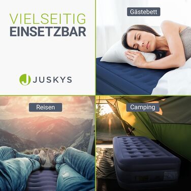 Надувний матрац Juskys Sapri M синього кольору - самонадувальний надувний матрац на 1 особу - надувний матрац для гостьового ліжка або кемпінгу - вбудований насос, синій, одномісний