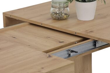 Обідній стіл Agnes на п&39єдесталі, матеріал на основі дерева з меламіновим покриттям, декор Artisan Oak, синхронізоване висування, 140-220x90x76 см