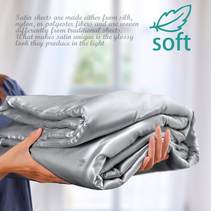 Атласні ковдри Vonty сріблясто-сірі з дрібними квітами, прохолодні та шовковисті, не мнуться, плед з косами, ковдра для дивана, ліжка, для використання на вулиці, 127 x 152 см (50&39 x 60&39), сріблясто-сірі