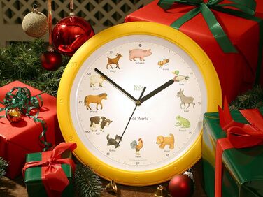Дитячий годинник KOOKOO KW4000 KidsWorld (жовтий), Ферма з 12 реальними звуками тварин, кварцовий механізм, 34 см