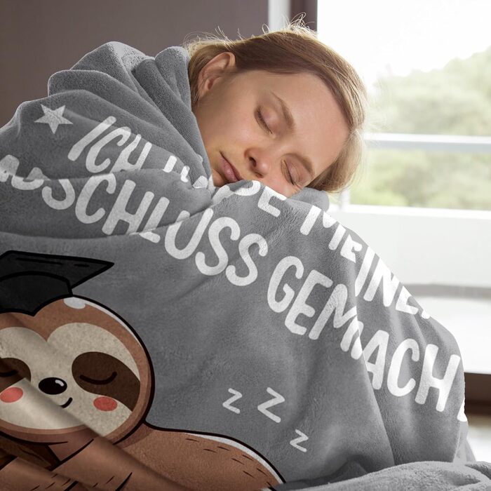 Подарунок на ступінь бакалавра, подарунки на випускний у середній школі, подарунок на ступінь магістра - м&39які подарунки-ковдри для успішного складання іспитів, подарунок на докторат, лінивець з ступенем, сірий, 50&39 x 60&39