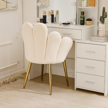 Крісло-туалетний столик зі спинкою у формі пелюсток, крісло для вітальні, крісло для читання з подушкою-бантом (біле)