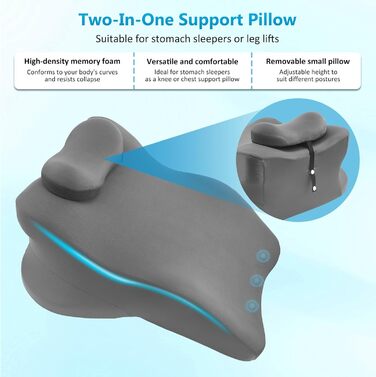 Подушка 4 в 1 для підняття ніг, піна з ефектом пам&39яті, ергономічна комфортна подушка, покращує кровообіг, подушка для ніг, стоп, спини, дивана, ліжка (сіра)
