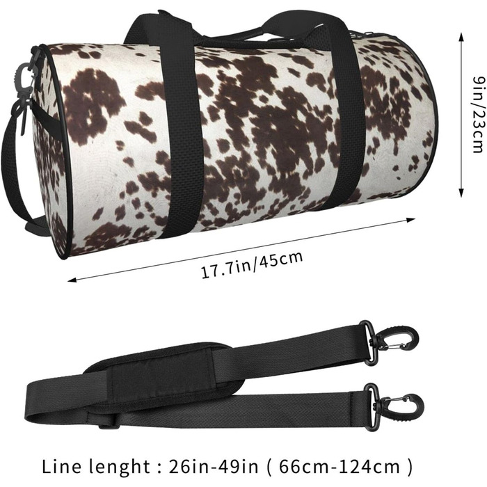 Сумка для подорожей зі шкіри великої рогатої худоби з молочним принтом, для фітнесу, спортивного спорядження, велика дорожня сумка, сумка на нічліг та на вихідні для жінок та чоловіків, Чорна, Універсальний розмір