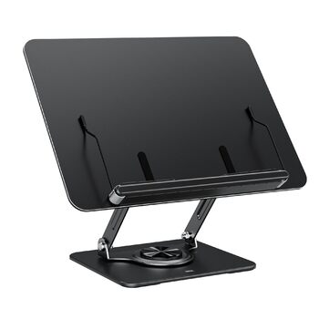 Підставка для читання та роботи з ноутбуком, ергономічний тримач для книг, регульована конструкція з еластичними затискачами для нот, рецептів, планшетів, чорний колір, 01