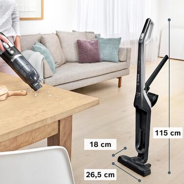 Акумуляторний пилосос Bosch Flexxo 2in1 Series 4 BBH32101, акумуляторний вертикальний пилосос, без мішка, висока потужність всмокт