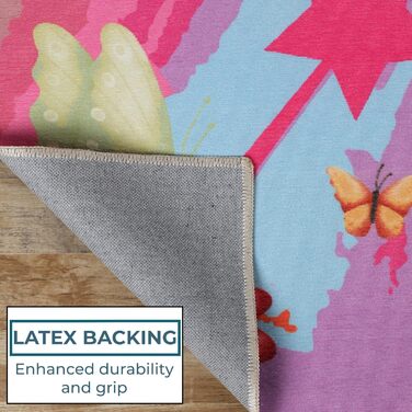 Дитячий килимок SUPERIOR Chasing Butterflies з поліестеру плоского плетіння для приміщень з нековзною нижньою частиною, 1,52 м х 2