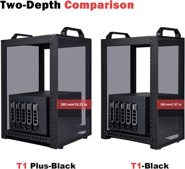Дюймова серверна шафа, міні-стійка глибиною 260 мм з полицею та заглушкою, для NAS, AV та мережевого обладнання (чорна), 1 Plus, 8U 10-