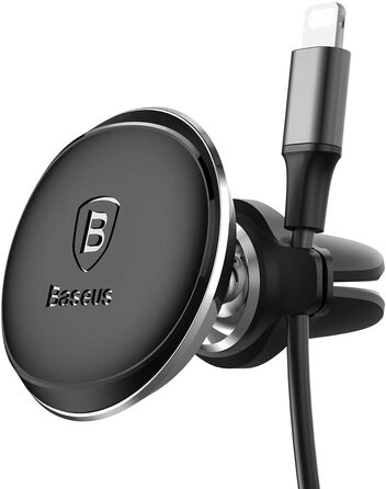 Магнітний тримач вентиляційного отвору Baseus для автомобіля з затискачем для кабелю (сріблястий/чорний)