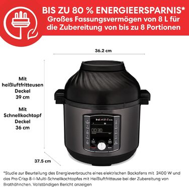 Електрична мультиварка Instant Pot Pro Crisp 11 в 1 - скороварка, фритюрниця, повільна плита, пароварка, гриль, дегідратор і сушар