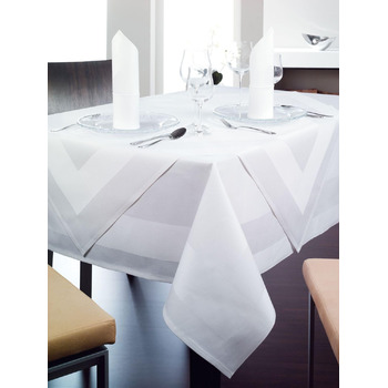 Дамаська скатертина texpot 130 x 250 см білий атласний край прати при 95C 100 бавовна