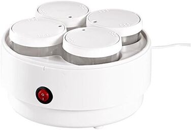 Йогуртова машина PEARL йогуртниця з 4 порційними баночками по 150 мл кожна, її можна мити в посудомийній машині (йогуртова машина, йогуртова машина, торговий автомат)