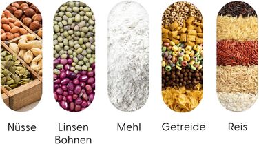 Контейнер для зберігання зерна Yum Asia (5 літрів) Білий із сірим обідком Безпечні матеріали ABS Зберігає рис, зерно, борошно, макарони, горіхи, боби тощо Подвійне закриття Штабелюється