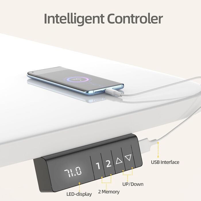 Електрично регульований по висоті стіл 120x60 см з функцією пам&39яті та портом зарядки USB, ергономічний стіл з регульованою висотою для роботи сидячи та стоячи, білий, для домашнього офісу, 120 x 60 см