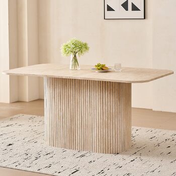 Прямокутний обідній стіл, сучасна стільниця з МДФ, кухонний стіл у скандинавському стилі, рейковий дизайн, підходить для вітальні та їдальні, жовтий травертин