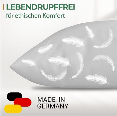 Подушка Пір'яна подушка Зроблено в Німеччині - Подушка з 100 пір'яним наповнювачем - Пір'яна подушка з бавовняним чохлом - Сертифі