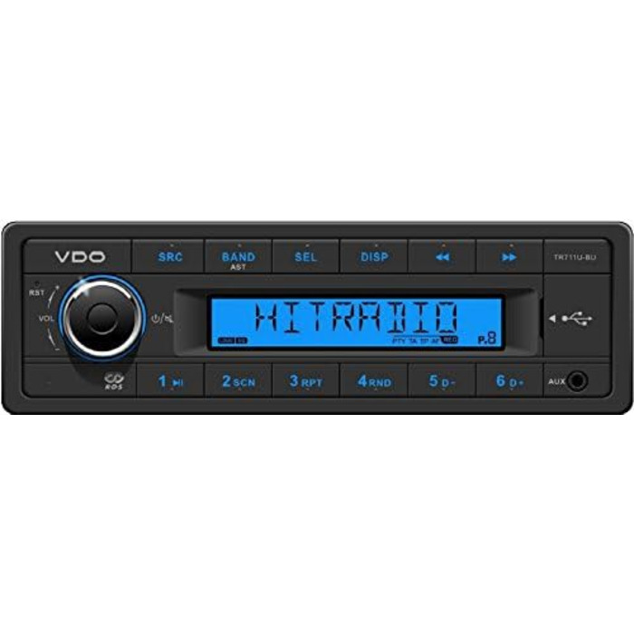 Автомобільна радіостанція VDO 12 вольт, тюнер RDS, MP3, WMA, USB, 12V TR711U-BU