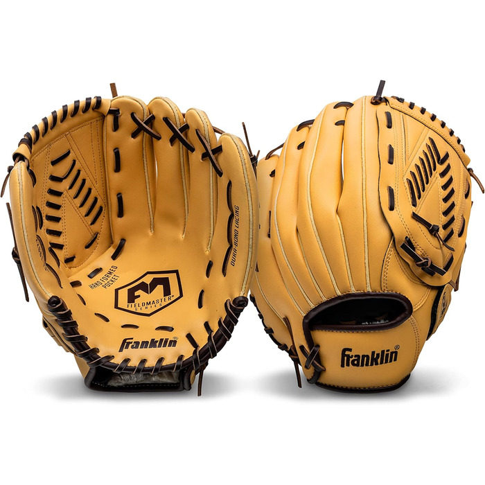 Рукавичка Franklin Sports для бейсболу та софтболу - Fieldmaster для дорослих та дітей - рукавичка для кидка правою рукою для внутрішнього та зовнішнього поля, чоловіча та жіноча, 33 см Basket &39V&39 Net CAMEL