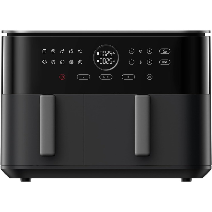 Аерофритюрниця Xiaomi Dual Zone 10л (3,5л 6,5л), 230C, функція SYNC, 9 режимів, 2700Вт, сенсорне керування, чорна
