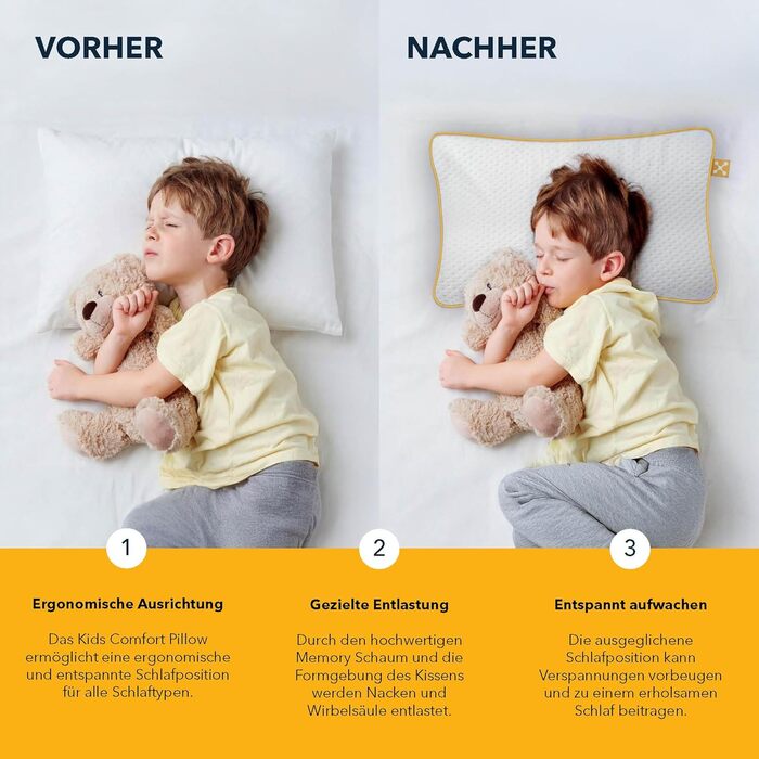 Дитяча подушка для шиї smartsleep Comfort Pillow ергономічна подушка з піни з памяттю форми з повітряними каналами, стабільна за розміром для дітей