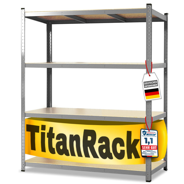 Надміцний стелаж KARAT XXL, оцинкований 200 x 180 x 60 см, стелажі для гаража, підвалу та майстерні - безболтові стелажі, широкопрохідні стелажі, підвальні стелажі, стелажі для майстерні (TitanRack Big)