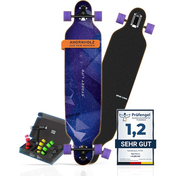 Лонгборд Sporterra Summer Edition літня пропозиція для дорослих та підлітків drop-through cruiser фрірайд 8-шаровий клен ABEC-9 оптимізований для вуличних пригод карвінгу повний компліт оригінал 2025