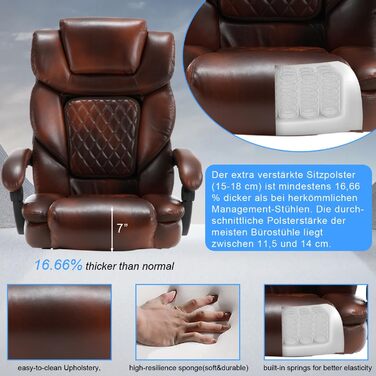 Ергономічне офісне крісло 200 кг з підставкою для ніг від болю в спині, крісло керівника PU Leader з високою спинкою та потовщеною підкладкою для домашнього офісу та офісу