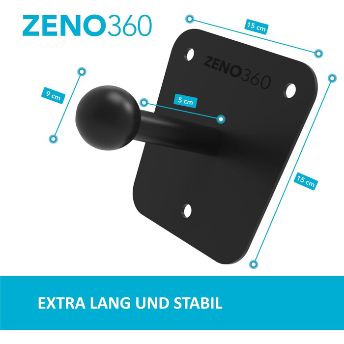 Стійка для велосипеда Zeno360 Настінне кріплення В т.ч. шурупи та дюбелі Універсальне налаштування Велосипедна кулькова головка Настінний кронштейн у формі фаркопа Підвіска до 50 кг