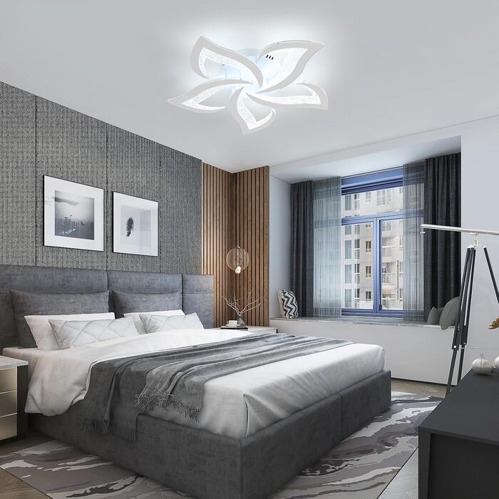 Стельовий світильник Comely LED 60W 6750LM, сучасний дизайн Пелюстка, холодне біле світло 6500K, діаметр 60 см, для вітальні, кухні та спальні