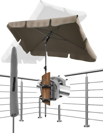 Парасолька сонцезахисна Menz Parasol 3-в-1 200x125см прямокутна із захистом від ультрафіолету  з кришкою в комплекті темно-коричнева