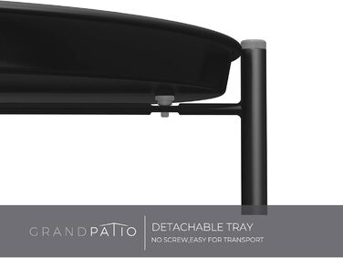 Круглий журнальний столик Grand Patio, 2 яруси, для вітальні, спальні, саду, диван-столик, тумбочка, знімний піднос, легке складання, металевий 45x45x53 см (чорний)