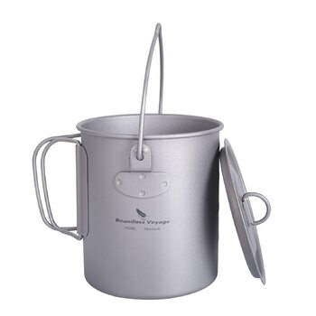 Безмежна подорож Відкритий 300 мл 750 мл 1100 мл 1300 мл 2900 мл Титанова каструля з кришкою Складана ручка для кемпінгу, походів, пікніка Надлегка портативна пляшка для води Чашка для спорту Набір сірих