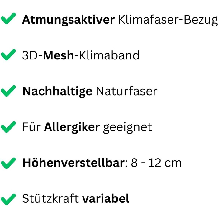 Регульована подушка для підтримки шиї для сну на боці та спині, з дихаючого натурального волокна Tencel
