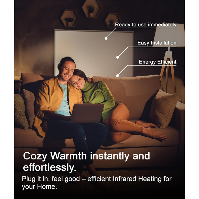 Інфрачервоний настінний обігрівач VIESTA F1200 потужністю 1200 Вт з термостатом TH10 плоска карбоново-кристалічна нагрівальна панель електричний інфрачервоний настінний обігрівач, ідеально підходить для віталень та ванних кімнат F1200 з TH10