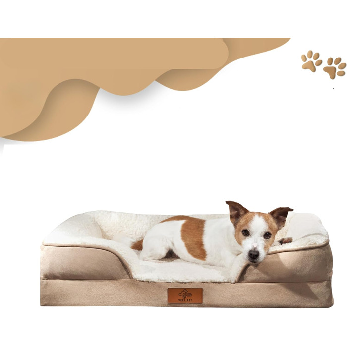 Ортопедичний кошик для собак преміум-класу, середнього розміру ліжко для собак із сертифікованим матеріалом з ефектом пам&39яті знімний та пральний чохол, водонепроникний, зручний шезлонг для собак середнього розміру (великого)