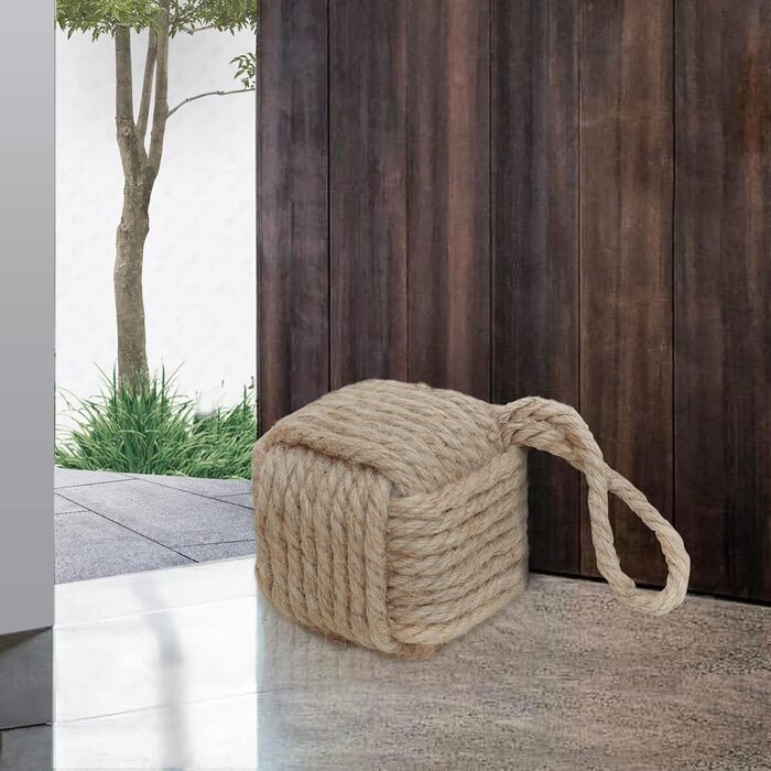 Декоративний морський обмежувач дверей ручної роботи з ручкою, джутовий обтяжений внутрішній обмежувач дверей матроський вузол для