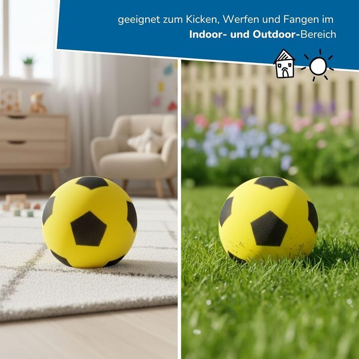 Пінопластовий м&39яч alldoro, Ø 20 см, надзвичайно м&39які софтбольні м&39ячі, футбольні для дітей від 0 років, тихі та легкі, м&39яч для використання в приміщенні та на вулиці, упаковка з 6 шт. жовтого кольору