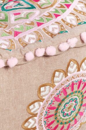 Круглий бавовняний пуф/табурет -1- ø 50 см з наповнювачем Подушка на підлогу/Подушка на сидіння/Східний стиль Вишитий пуф/Підніжжя/Табурет як східний декор