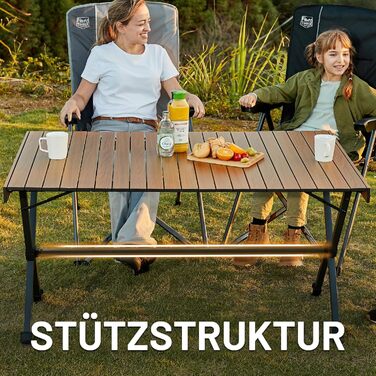 Складаний кемпінговий стіл TIMBER RIDGE 125x80 см з регульованою висотою XXL, кемпінговий багатофункціональний садовий стіл, портативний складний стіл великого розміру, 6 осіб, для пікніків на свіжому повітрі, приготування їжі, саду, походів, подорожей