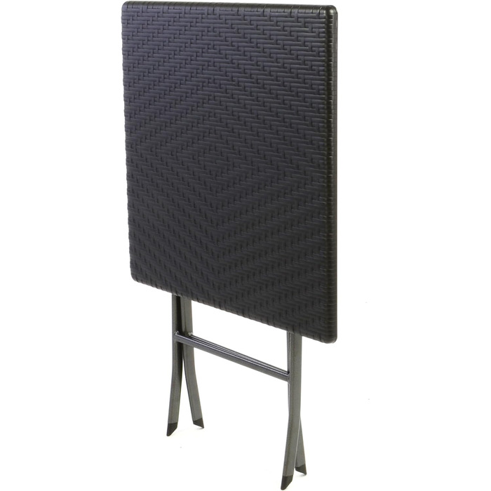 Стіл Nexos під ротанг, балконний стіл, садовий стіл, розкладний стіл, чорний, 61 x 61 x 75 см, прямокутний, кемпінговий стіл, пластиковий, міцний, стійкий, стійкий до атмосферних впливів, легко миється, складаний