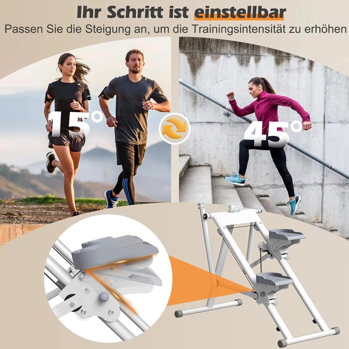 Портативний крос-трейнер, вертикальний тренажер для скелелазіння CEIEVER з регульованими педалями, вантажопідйомність 150 кг, складний степер для сходів із РК-дисплеєм інструментів для домашніх тренувань, тренажерний зал